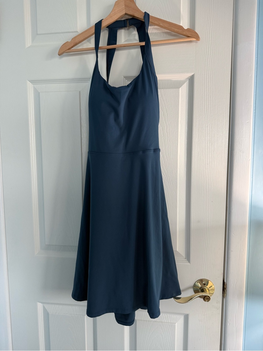 Halara SoftlyZero Airy Backless Twisted Flare Active Dress NEW Blue Large LONG - Picture 6 of 7